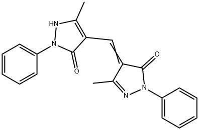 4-[(1,5-ジヒドロ-3-メチル-5-オキソ-1-フェニル-4H-ピラゾール-4-イリデン)メチル]-1,2-ジヒドロ-5-メチル-2-フェニル-3H-ピラゾール-3-オン 化学構造式