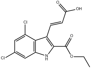 ETHYL 3-(2-CARBOXY-VINYL)-4,6-DICHLORO-1H-INDOLE-2-CARBOXYLATE 化学構造式