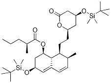 2-Methyl-pentanoic Acid [1S-[1α(R*),3β,7β,8β(2S*,4S*),8aβ]]-3-[[(1,1-DiMethylethyl)diMethylsilyl]oxy]-8-[2-[4-[[(1,1-diMethylethyl)diMethylsilyl]oxy]tetrahydro-6-oxo-2H-pyran-2-yl]ethyl]-1,2,3,7,8,8a-hexahydro-7-Methyl-1-naphthalenyl Ester Struktur