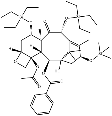 (2aR,4S,4aS,6R,9S,11S,12S,12aR,12bS)-12b-(Acetyloxy)-12-(benzoyloxy)-1,2a,3,4,4a,6,9,10,11,12,12a,12b-dodecahydro-11-hydroxy-4a,8,13,13-tetramethyl-4,6-bis[(triethylsilyl)oxy]-9-[(trimethylsilyl)oxy]-7,11-methano-5H-cyclodeca[3,4]benz[1,2-b]oxet-5-one,159383-93-4,结构式