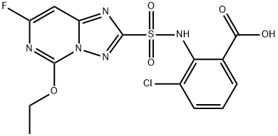 3-Chloro-2-[[(5-ethoxy-7-fluoro[1,2,4]triazolo[1,5-c]pyrimidin-2-yl)sulfonyl]amino]benzoic acid Struktur