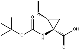 (1R,2S)-1-叔丁氧羰基氨基-2-乙烯基环丙烷甲酸, 159622-10-3, 结构式