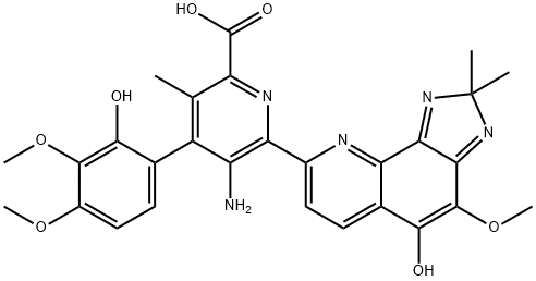 15964-31-5 5-Amino-4-(2-hydroxy-3,4-dimethoxyphenyl)-6-(5-hydroxy-4-methoxy-2,2-dimethyl-2H-imidazo[4,5-h]quinolin-8-yl)-3-methyl-2-pyridinecarboxylic acid