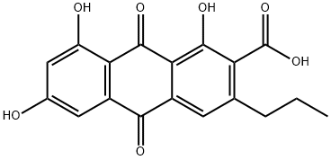 9,10-Dihydro-1,6,8-trihydroxy-9,10-dioxo-3-propyl-2-anthracenecarboxylic acid,15979-76-7,结构式