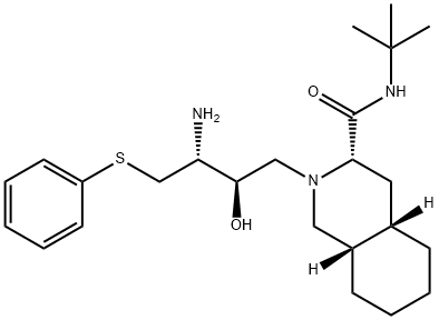 [3S-(3S,4aS,8aS,2’R,3’R)]-2-[3’-Amino-2’-hydroxy-4’-(phenyl)thio]butyldecahydroisoquinoline-3-N-t-butylcarboxamide Structure