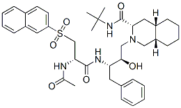 (3S,4aS,8aS)-2-[(2R,3S)-3-[[(2S)-2-acetamido-3-naphthalen-2-ylsulfonyl -propanoyl]amino]-2-hydroxy-4-phenyl-butyl]-N-tert-butyl-3,4,4a,5,6,7, 8,8a-octahydro-1H-isoquinoline-3-carboxamide Struktur