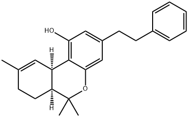 (6aS,10aR)-6,6,9-trimethyl-3-phenethyl-6a,7,8,10a-tetrahydro-6H-benzo[c]chromen-1-ol 化学構造式