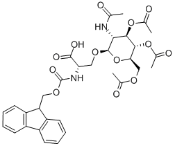 O-(2-Acetamido-2-deoxy-3,4,6-tri-O-acetyl-b-D-glucopyranosyl)-N- a-(fluoren-9-yl-methoxy carbonyl)-L-serine 化学構造式