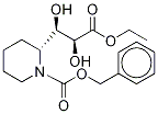 N-ベンジルオキシカルボニル-3-[(2R)-ピペリジニル)]-(2R,3S)-ジヒドロキシルプロパン酸エチル 化学構造式