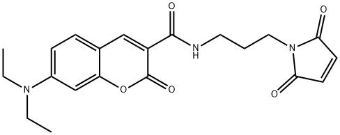 7-ジエチルアミノ-3-[N-(3-マレイミドプロピル)カルバモイル]クマリン 化学構造式