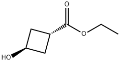 (1R,3R)-3-ヒドロキシシクロブタンカルボン酸エチル 化学構造式