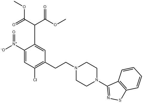 2-[5-[2-[4-(1,2-Benzisothiazol-3-yl)-1-piperazinyl]ethyl]-4-chloro-2-nitrophenyl]-propanedioic Acid 1,3-DiMethyl Ester Structure