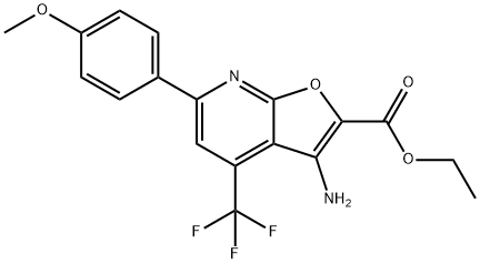 ETHYL 3-AMINO-4-(TRIFLUOROMETHYL)-6-(4-METHOXYPHENYL)FURO[2,3-B]PYRIDINE-2-CARBOXYLATE Structure