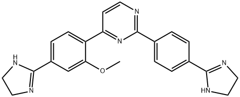 4-[4-(4,5-dihydro-1H-imidazol-2-yl)-2-methoxy-phenyl]-2-[4-(4,5-dihydr o-1H-imidazol-2-yl)phenyl]pyrimidine Struktur