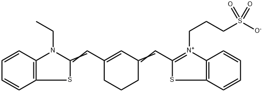 3-(2-[(3-([3-ETHYL-1,3-BENZOTHIAZOL-2(3H)-YLIDENE]METHYL)-2-CYCLOHEXEN-1-YLIDENE)METHYL]-1,3-BENZOTHIAZOL-3-IUM-3-YL)-1-PROPANESULFONATE,160649-43-4,结构式