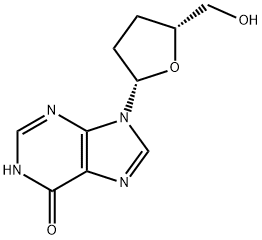 6H-Purin-6-one, 1,9-dihydro-9-[tetrahydro-5-(hydroxymethyl)-2-furanyl]-, (2S-cis)-,160962-90-3,结构式