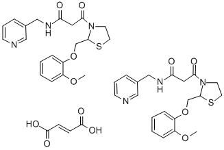 3-Thiazolidinepropanamide, 2-((2-methoxyphenoxy)methyl)-beta-oxo-N-(3- pyridinylmethyl)-, (E)-2-butenedioate (2:1),161364-76-7,结构式