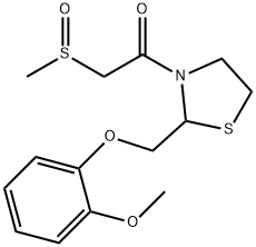 1-[2-[(2-methoxyphenoxy)methyl]thiazolidin-3-yl]-2-methylsulfinyl-etha none,161443-21-6,结构式