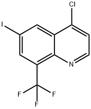 4-クロロ-6-ヨード-8-(トリフルオロメチル)キノリン 化学構造式