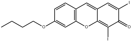 2,4-ジヨード-6-ブトキシ-3H-キサンテン-3-オン 化学構造式
