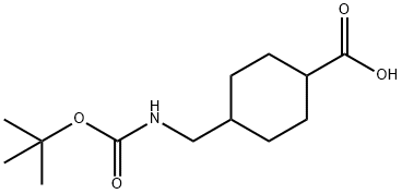 4-(tert-ブトキシカルボニルアミノメチル)シクロヘキサンカルボン酸 (cis-, trans-混合物) 化学構造式