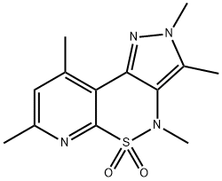 2H-2,3,4,7,9-Pentamethyl-2,4-dihydropyrazolo(4,3-c)pyrido(3,2-e)-1,2-t hiazine-5,5-dioxide 结构式