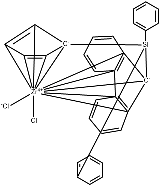 二苯基硅烷基(环戊二烯)(9-芴基)二氯化锆,162259-77-0,结构式