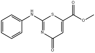 3,4-Dihydro-4-oxo-2-(phenylimino)-2H-1,3-thiazine-6-carboxylic acid methyl ester Struktur