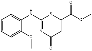 Tetrahydro-2-[(o-methoxyphenyl)imino]-4-oxo-2H-1,3-thiazine-6-carboxylic acid methyl ester,16238-47-4,结构式