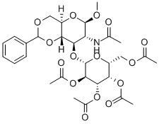 Methyl2-acetamido-3-O-(2,3,4,6-tetra-O-acetyl-b-D-galactopyranosyl)-4,6-O-benzylidene-2-deoxy-b-D-glucopyranoside 化学構造式