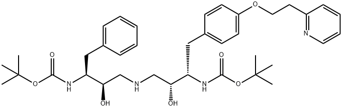 [1S-[1R*,2S*(2S*,3R*)]]-[3-[[3-[[(1,1-Dimethylethoxy)-carbonyl]amino]- 2-hydroxy-4-[4-[2-(2-pyridinyl)ethoxy]phenyl]butyl]amino]-2-hydroxy-1- (phenylmethyl)propyl]carbamic Acid, 1,1-Dimethylethyl ester 结构式