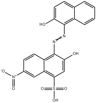 3-hydroxy-4-[(2-hydroxynaphthyl)azo]-7-nitronaphthalene-1-sulphonic acid Struktur