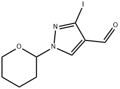 1H-Pyrazole-4-carboxaldehyde, 3-iodo-1-(tetrahydro-2H-pyran-2-yl)- Struktur