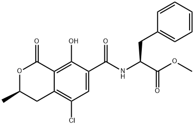 N-[(5-Chloro-3,4-dihydro-8-hydroxy-3-methyl-1-oxo-1H-2-benzopyran-7-yl)carbonyl]-L-phenylalanine methyl ester Structure