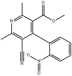 3-Pyridinecarboxylic acid, 5-cyano-2,6-dimethyl-4-(2-nitrophenyl)-, me thyl ester 结构式