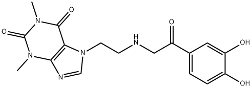 7-[2-[(3,4-Dihydroxyphenacyl)amino]ethyl]-3,7-dihydro-1,3-dimethyl-1H-purine-2,6-dione Struktur