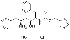 [(1S,2S,4S)-4-氨基-2-羧基-5-苯基-1-(苯基甲基)戊烷基]-氨基甲酸-5-噻唑甲酯盐酸盐 结构式
