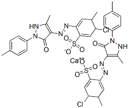 Benzenesulfonic acid, 5-chloro-2-4,5-dihydro-3-methyl-1-(4-methylphenyl)-5-oxo-1H-pyrazol-4-ylazo-4-methyl-, calcium salt 结构式