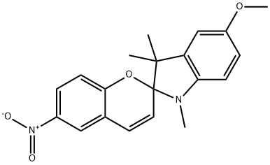 6-ニトロ-5'-メトキシ-1',3',3'-トリメチルスピロ[2H-1-ベンゾピラン-2,2'(3'H)-[1H]-インドール] 化学構造式