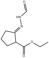 Cyclopentanecarboxylic acid, 2-(formylhydrazono)-, ethyl ester, (E)- (9CI) 化学構造式