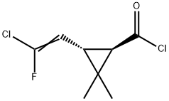 Cyclopropanecarbonyl chloride, 3-(2-chloro-2-fluoroethenyl)-2,2-dimethyl-, (1R-trans)- (9CI) Structure