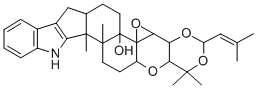 (17S)-12bβ,12cα,19,19-テトラメチル-17-(2-メチル-1-プロペニル)-2,3,5,6,6aα,7,12,12b,12c,13,14,14aβ-ドデカヒドロ-4H-3β,2α-(エポキシメタノキシメタノ)-4β,4aβ-エポキシ-4bH-1-ベンゾピラノ[5′,6′:6,7]インデノ[1,2-b]インドール-4bβ-オール 化学構造式