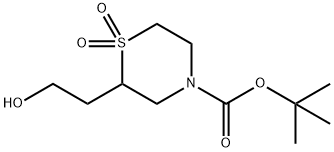 tert-Butyl 2-(2-hydroxyethyl)thiomorpholine-4-carboxylate 1,1-dioxide Structure