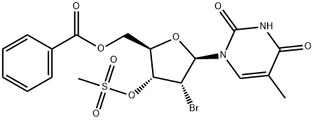 URIDINE, 2'-BROMO-2'-DEOXY-5-METHYL-, 5'-BENZOATE 3'-METHANESULFONATE 化学構造式
