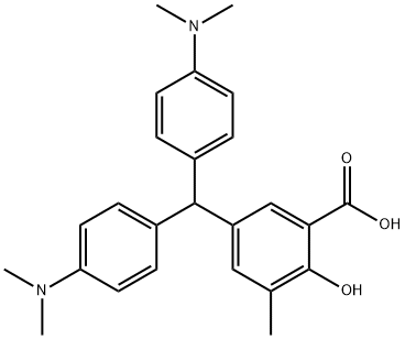 2-ヒドロキシ-5-[ビス[4-(ジメチルアミノ)フェニル]メチル]-3-メチル安息香酸 化学構造式