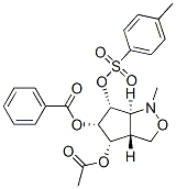 1H-Cyclopentcisoxazole-4,5,6-triol, hexahydro-1-methyl-, 4-acetate 5-benzoate 6-(4-methylbenzenesulfonate), 3aR-(3a.alpha.,4.alpha.,5.beta.,6.alpha.,6a.alpha.)- 化学構造式