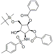 Benzenesulfonamide, N-2,3-bis(benzoyloxy)-4-(1,1-dimethylethyl)dimethylsilyloxymethyl-5-hydroxycyclopentyl-4-methyl-, 1S-(1.alpha.,2.beta.,3.alpha.,4.beta.,5.alpha.)- 化学構造式