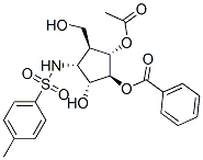 Benzenesulfonamide, N-3-(acetyloxy)-4-(benzoyloxy)-5-hydroxy-2-(hydroxymethyl)cyclopentyl-4-methyl-, 1S-(1.alpha.,2.beta.,3.alpha.,4.beta.,5.alpha.)- 化学構造式