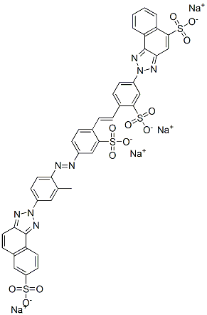 2-[4-[2-[4-[[2-メチル-4-[7-(ソジオスルホ)-2H-ナフト[1,2-d]トリアゾール-2-イル]フェニル]アゾ]-2-(ソジオスルホ)フェニル]エテニル]-3-(ソジオスルホ)フェニル]-2H-ナフト[1,2-d]トリアゾール-5-スルホン酸ナトリウム 化学構造式