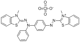 3-Methyl-2-((p-((3-methyl-2-benzothiazolinylidene)phenylhydrazino)phenyl)azo)benzothiazoliumperchlorate|